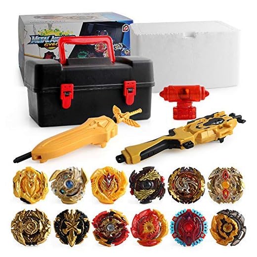 Mitfun Metal Fusion Battling Top Burst Launcher Grip Set Storage Box Top Burst Gyros 4D with Launcher Burst Toys for Children