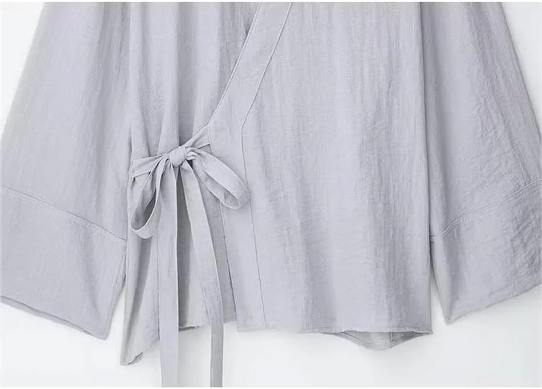 Women's Casual Set Long Sleeve V Neck Lace Up Side Bow Elastic Waist Pockets Pants Set