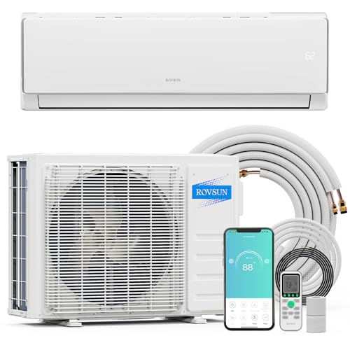 ROVSUN 11500 BTU Wifi Enabled Mini Split Air Conditioner & Heater, 17 SEER2 115V Inverter Ductless Wall AC Unit with Pre-Charged Condenser, Heat Pump & Installation Kit