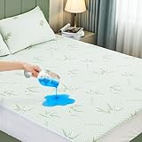 Welfibr Queen Size Waterproof Mattress Protector Cooling Covers for Hot Sleepers 3D Air Fabric Breathable Noiseless & Soft Bed Cover for 6-18" Deep Pocket Adults, Incontinence 15% Viscose from Bamboo