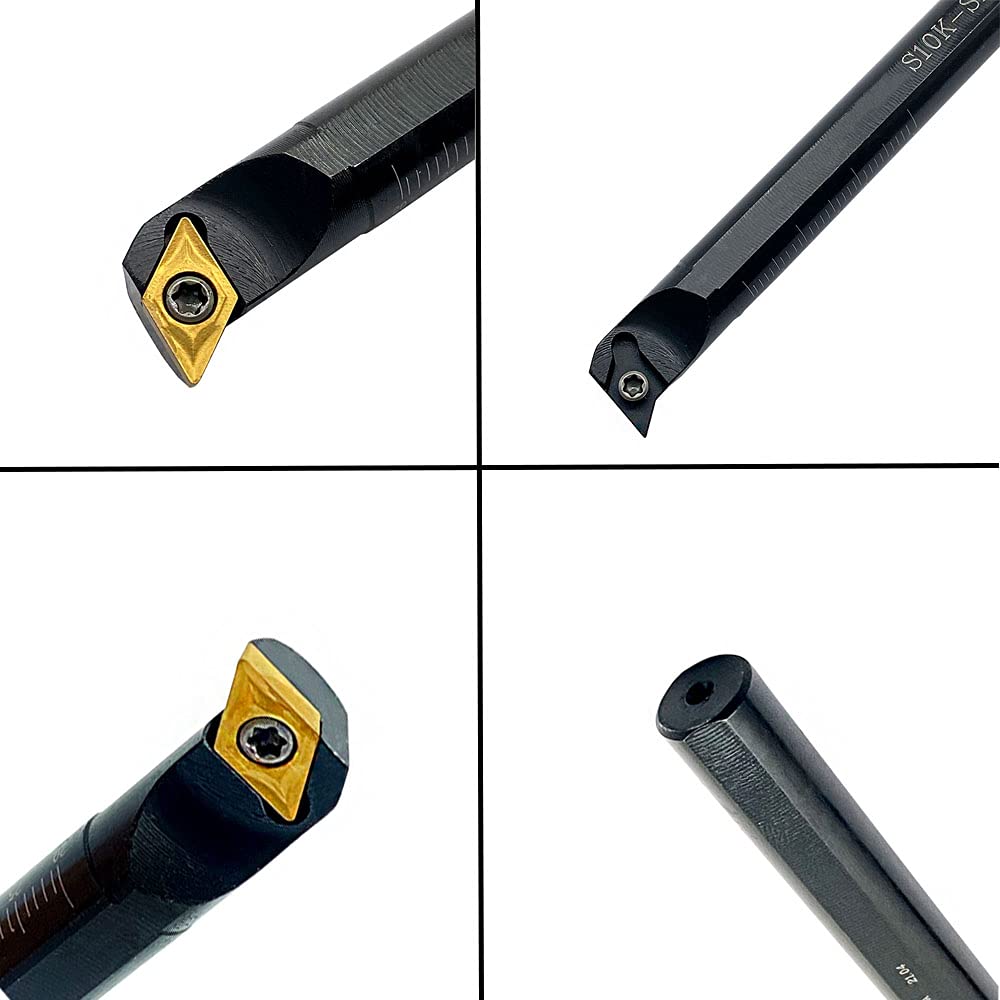 3PCS S08K/S10K/S12M- SDUCR07 95 Degree Internal Turning Boring Bar with 10pcs DCMT21.51 DCMT070204 Carbide Turning Inserts for Machining Steel Parts and Stainless Steel (Three Holder Set With Inserts) — Amazon image 8