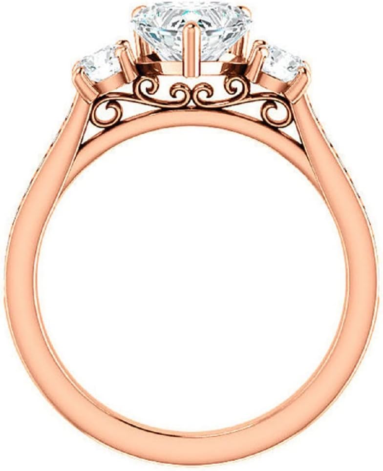 10K/14K/18K Solid Gold, 925 Silver Handmade Engagement Ring, 3 CT Heart Cut Moissanite Solitaire Ring Wedding Ring Set for Women/Her, Anniversary/Propose Gifts, VVS1 Colorless (10K Solid Rose Gold)