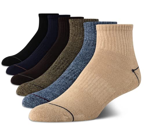 Nautica Mens Quarter Socks - 6 Pack Comfort Stretch Cushioned Moisture-Wicking Athletic Ankle Socks for Men (Sizes: 6-12.5)
