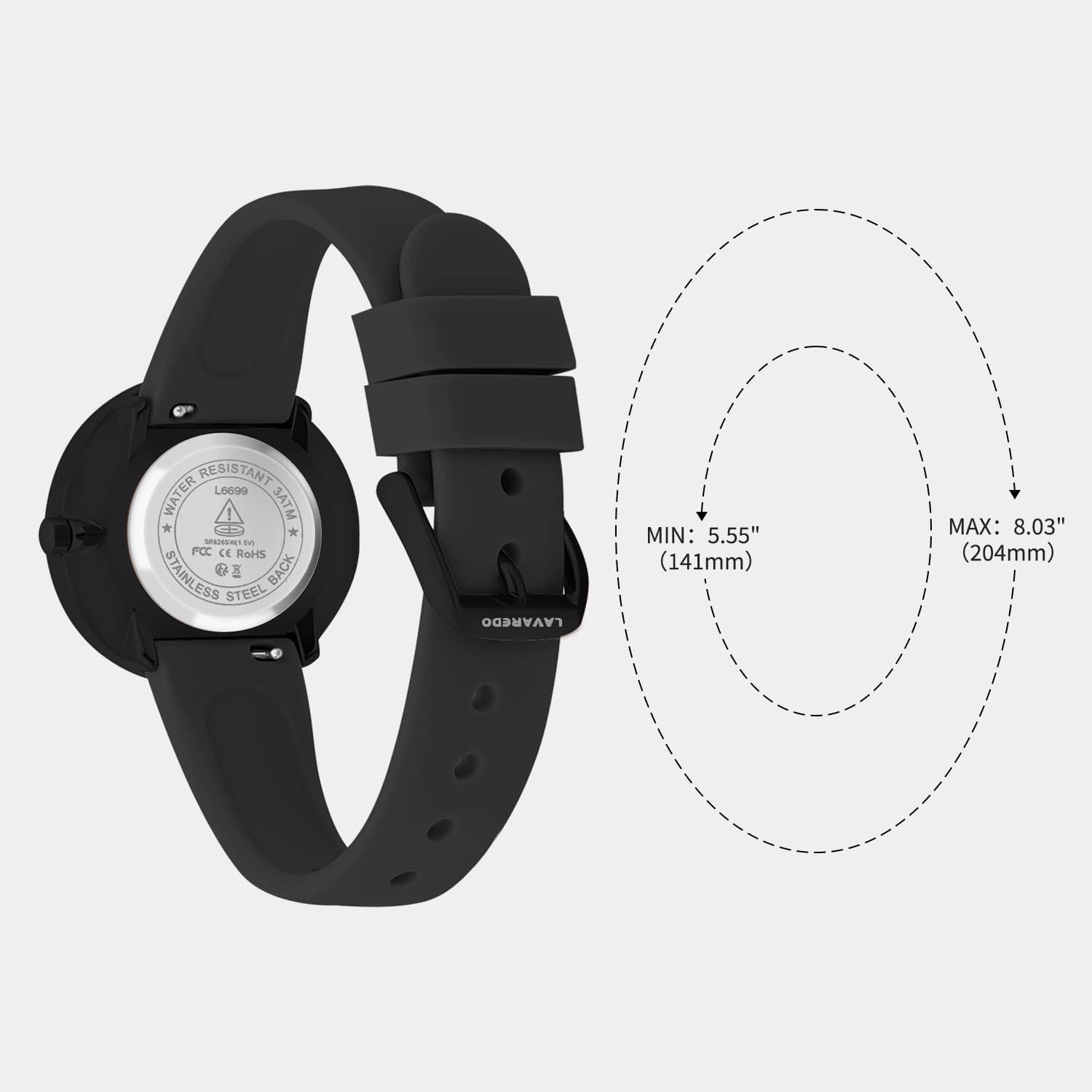 Smaller Nurse Watch for Nurses Doctors Women,Waterproof Analog Watches with Easy Read Luminous Dial,Military Time Watch with Japanese Quartz Movement,Second Hand, 12/24 Hours,Silicone Band - Image 6