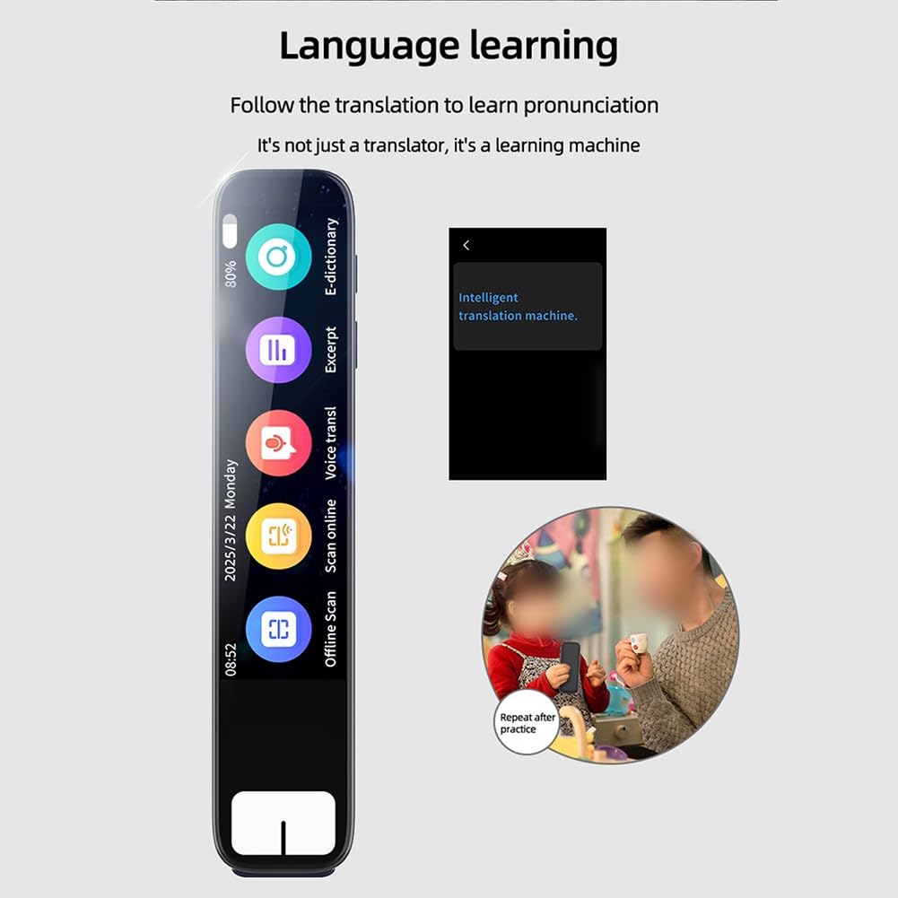 Übersetzer-Stift für 134 Sprachen online und 13 Offline, Fototextextraktion, Sprachscan-Übersetzung, tragbares Design für Reisestudium