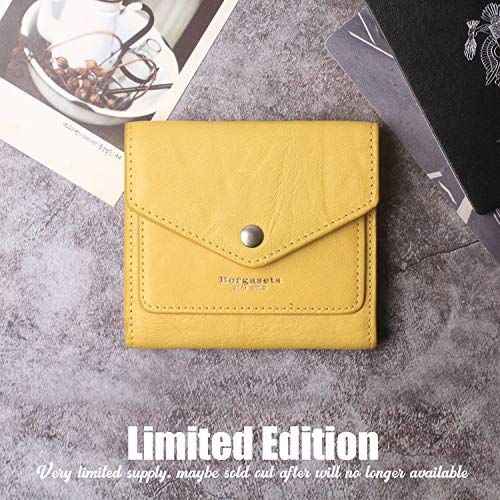 Small Leather Wallet for Women, RFID Blocking Women's Credit Card Holder Mini Bifold Pocket Purse (Limited Edition-Ice Yellow)