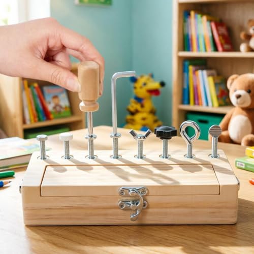 Tablero de destornilladores para niños de madera montessori 4