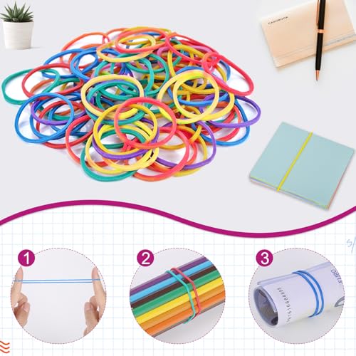 350 Stück Büroklammern Set, Heftklammern in verschiedenen Größen Farbige Büroclips Foldback Klammern Binder Clips Gummibänder Reißzwecken für Büro Schule