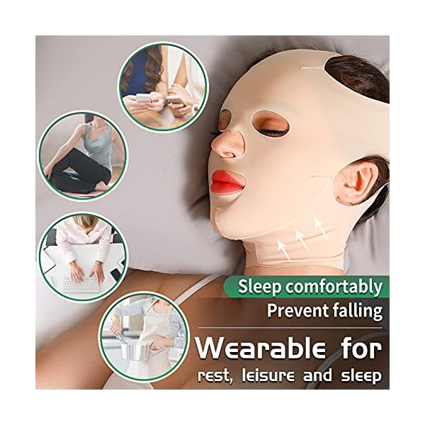 JLK-ZHOU Reusable Facial Slimming Mask Anti Wrinkle V Full Face Lifting Chin Cheek Lift up Slim Belt Band Strap Slimming Thin Mask Sleeping Belts (Full Face Belts)