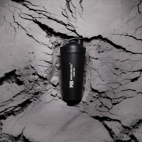 Image of MuscleBlaze Stainless Steel Gym Shaker (Black, 700ml)