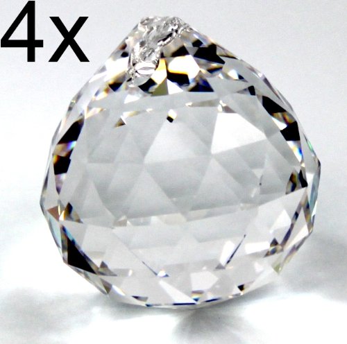 "4x Kristall Glas Kugel 20mm - facettiert - Rieser® premium-kristall - 30% PbO Bleikristall