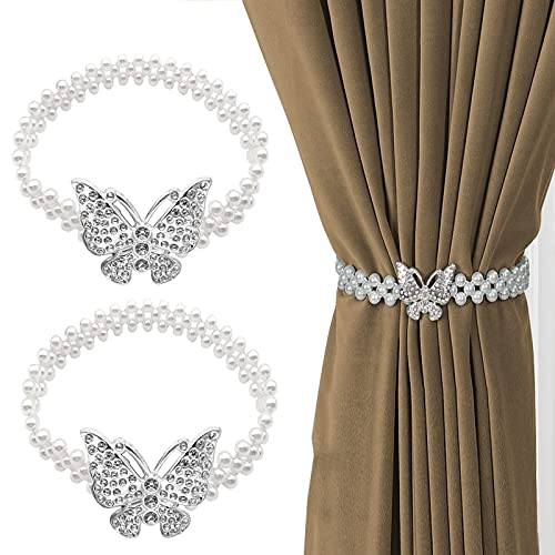 Rideau Avec Corde Réglable Tressage Rideaux Boucle Embrasses Rideau Perles Attaches Rideaux-boucles Porte-rideau En Corde Élastique Pour La Décoration De Rideaux D'extérieur À La Maison 2 Pièces Cover