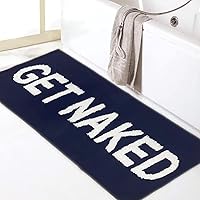 Vista 14 de Zeeinx Alfombra de baño con texto en inglés "Get Naked", bonita alfombra de baño de microfibra antideslizante, divertida decoración de baño, lavable