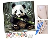 SENDJJ pintar por numeros adultos Bebé panda sosteniendo bambú (4) DIY pintar por números,pinturas para niños,paint by numbers lienzos para pintar cuadros decoracion(16' x 16')