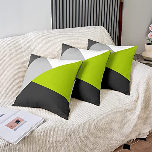 Loussiesd Set of 2 Strip Lines Throw Pillow Covers Geometric Grey Green Black Cushion Case for Home Living Room Decor Reversible Abstract Art Decorative Throw Cushion Case 18x18 Inch - Image 4