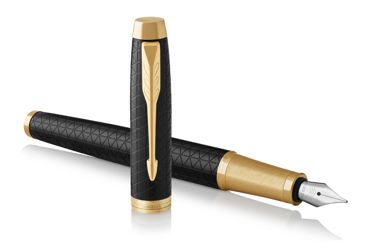Parker IM Pen Set - Füller & Tintenroller - Sandstrahl Schwarz Gold Trim - Mit Geschenkbox Elegantes Schreibgeschenk für Profis