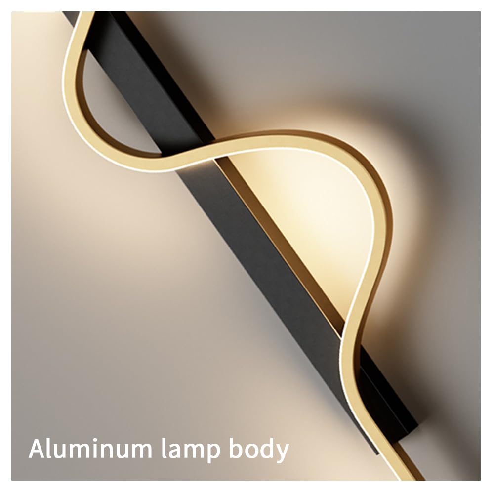 SANBDDLYY Applique Linéaire Moderne Applique Noire + Or Applique