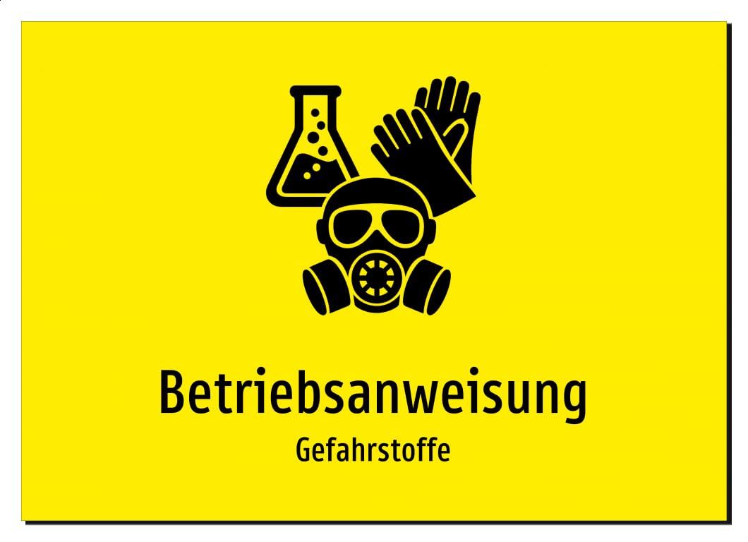Betriebsanweisung - Gefahrstoffe – Aluminiumschild A2: 594x420mm – Mit Grafik und Text
