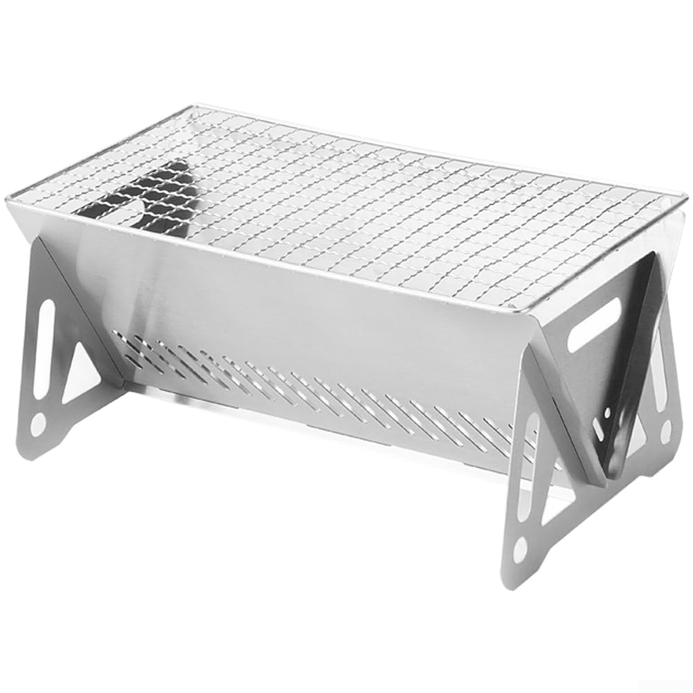 Przenośny grill kempingowy ze stali nierdzewnej składany grill na zewnątrz, kompaktowy mini grill na pikniki i tailgating lekki i idealny do podróży i użytku na podwórku