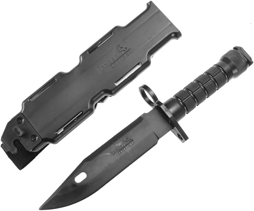 Lancer Tactical M9 Rubber Rubber Knife Training with Sheath for Airsoft Guns, Martial Arts Guard Fight; included Leg Holster Holder Handle Grip