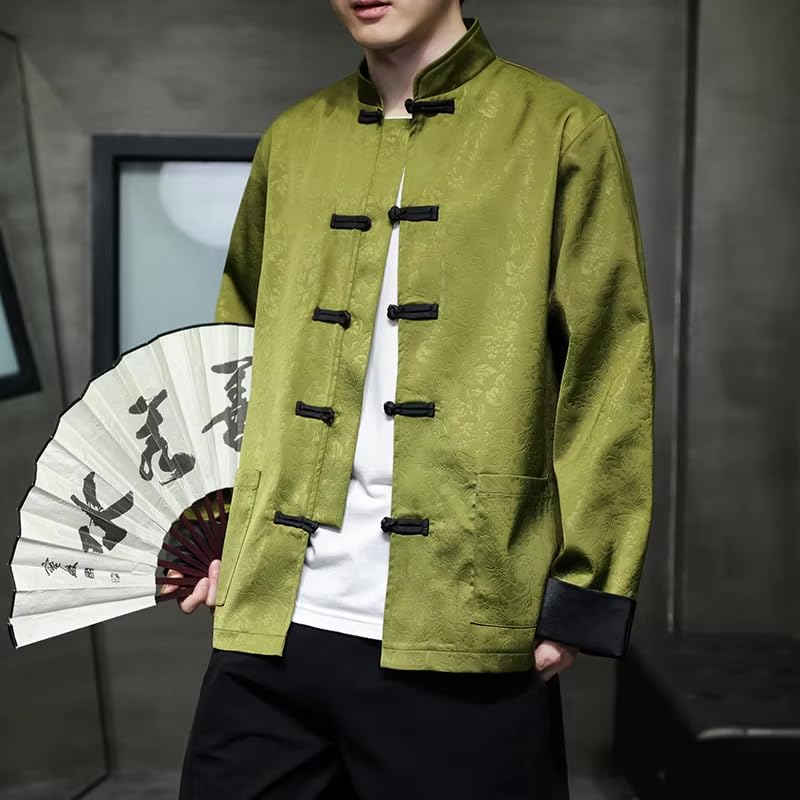 Chinese Style Jacket Tang Suit Chinese Tops Stand Collar Long Sleeve Coat3