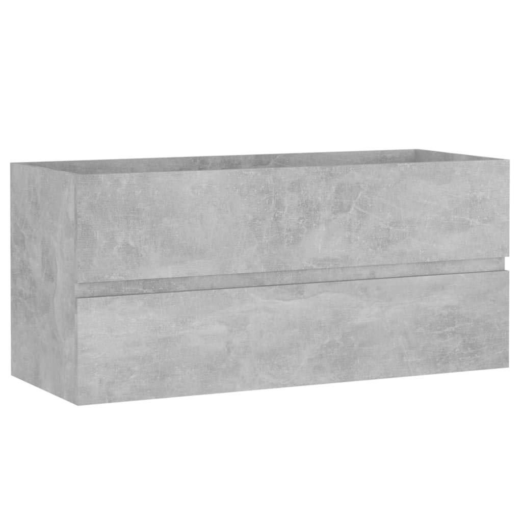 Armario para debajo del lavabo, color gris hormigón, 100 x 38,5 x 45 cm, robusto mueble de baño de madera con cajón, moderno armario para lavabo para su cuarto de baño