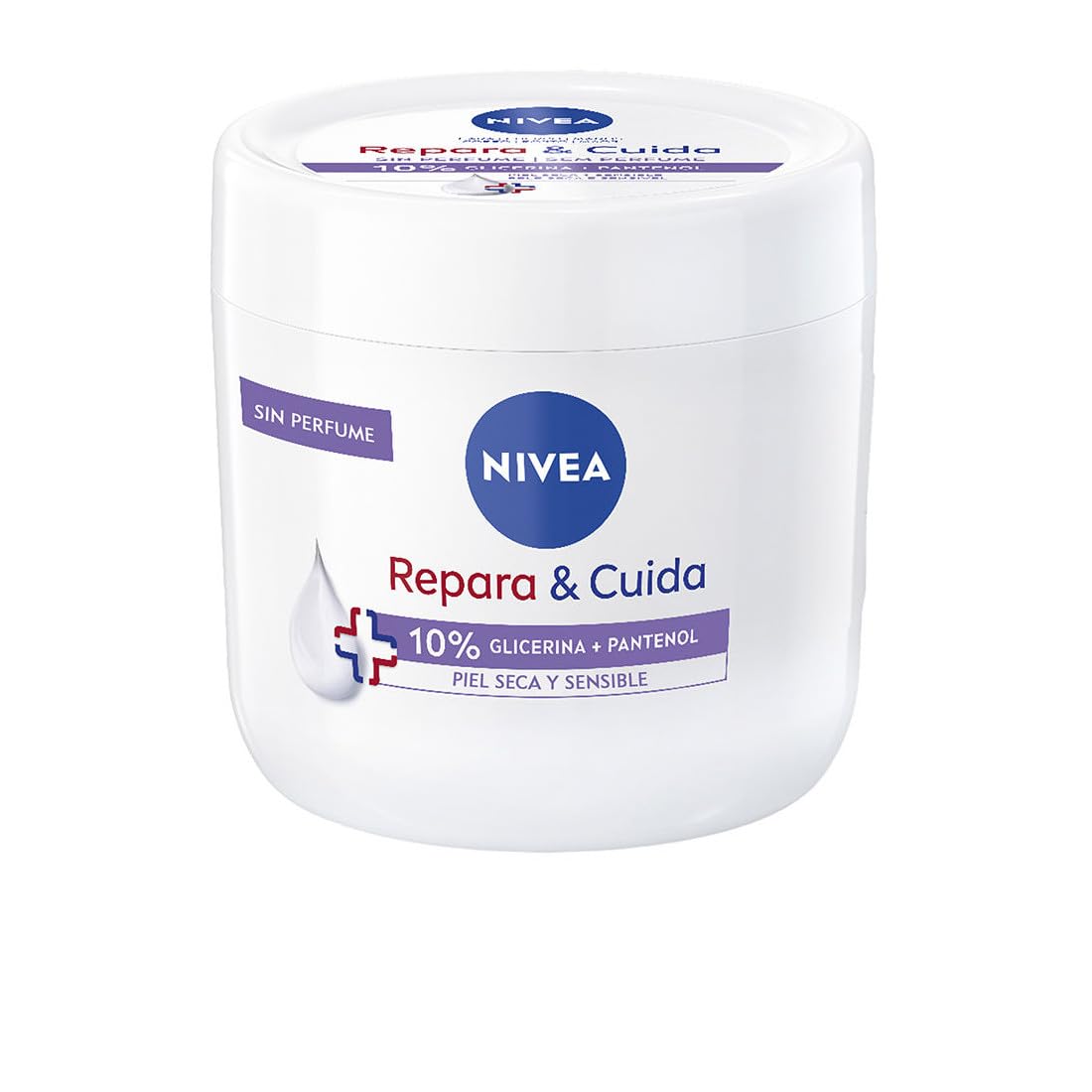 NIVEA Repara & Care Moisturising Cream for Body, Face and Hands (1 x 400 ml), 72h Moisturising Cream with Glycerine and Panthenol, for Dry and Sensitive Skin, Fragrance-Free