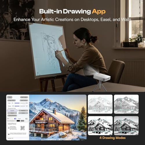 Image of Caydo M1C Art Projector for Artists, Built-in Exclusive Art Drawing App | DLP Technology, Palm-Size Design, 8000mAh Rechargeable Battery, 4K Support, 10''-100'' Projection, 30,000 Hours Lifespan