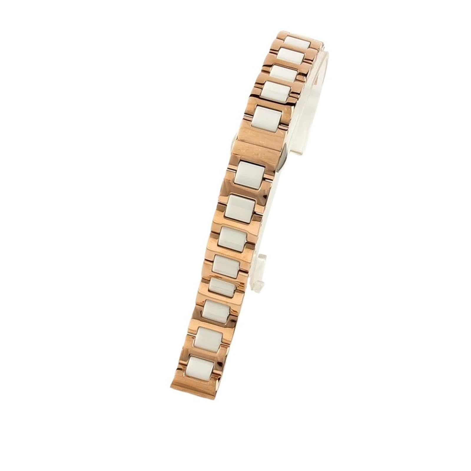 HMFang Cinturino for Orologio in Ceramica E Acciaio Inossidabile, da Uomo E da Donna(Rose White,18mm)