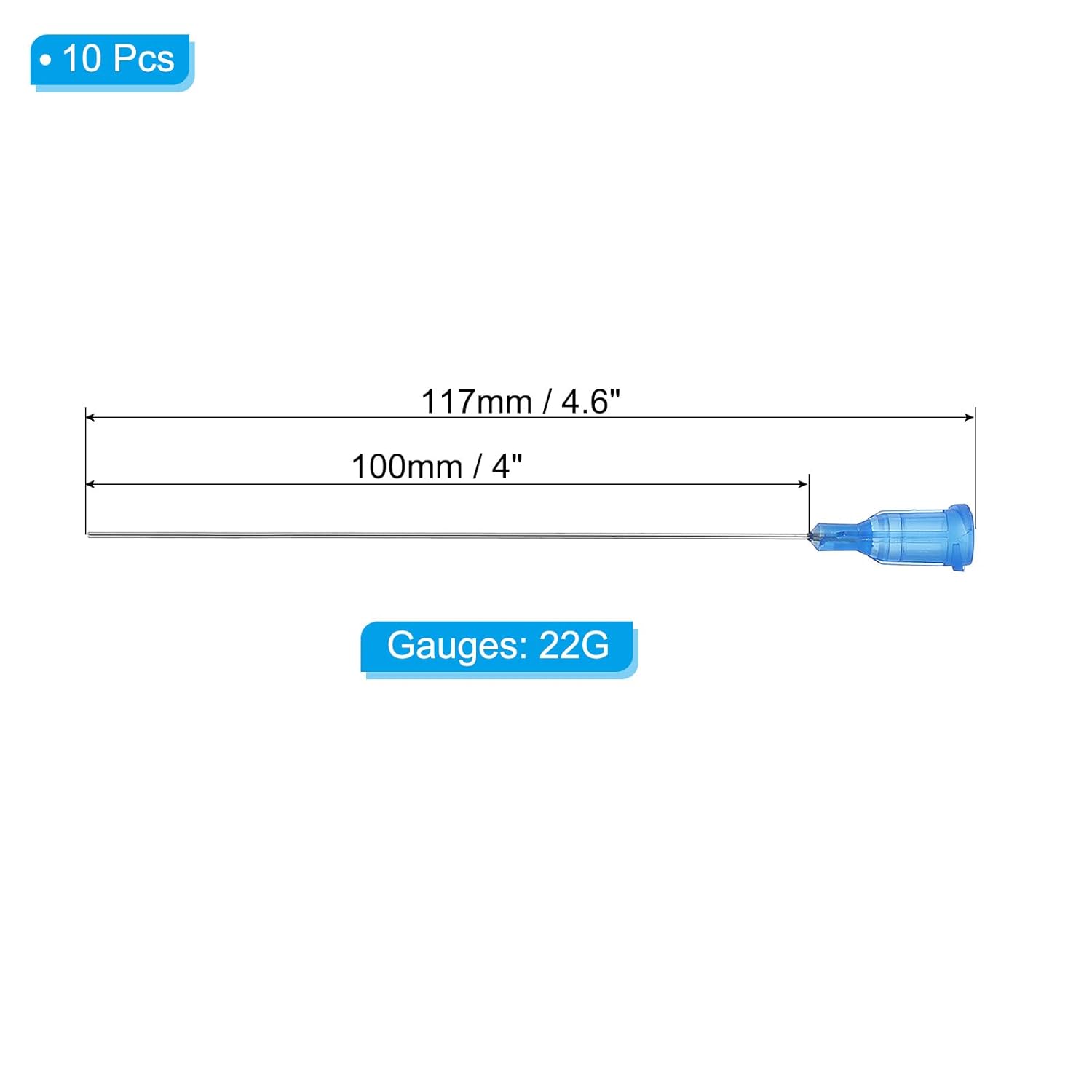 Blunt Tip Dispensing Needles 22G, 10 Pcs 4 Inch Industrial Liquid Dispenser Needle with Lure Lock for Refilling Liquid Ink Adhesive Glue, Blue