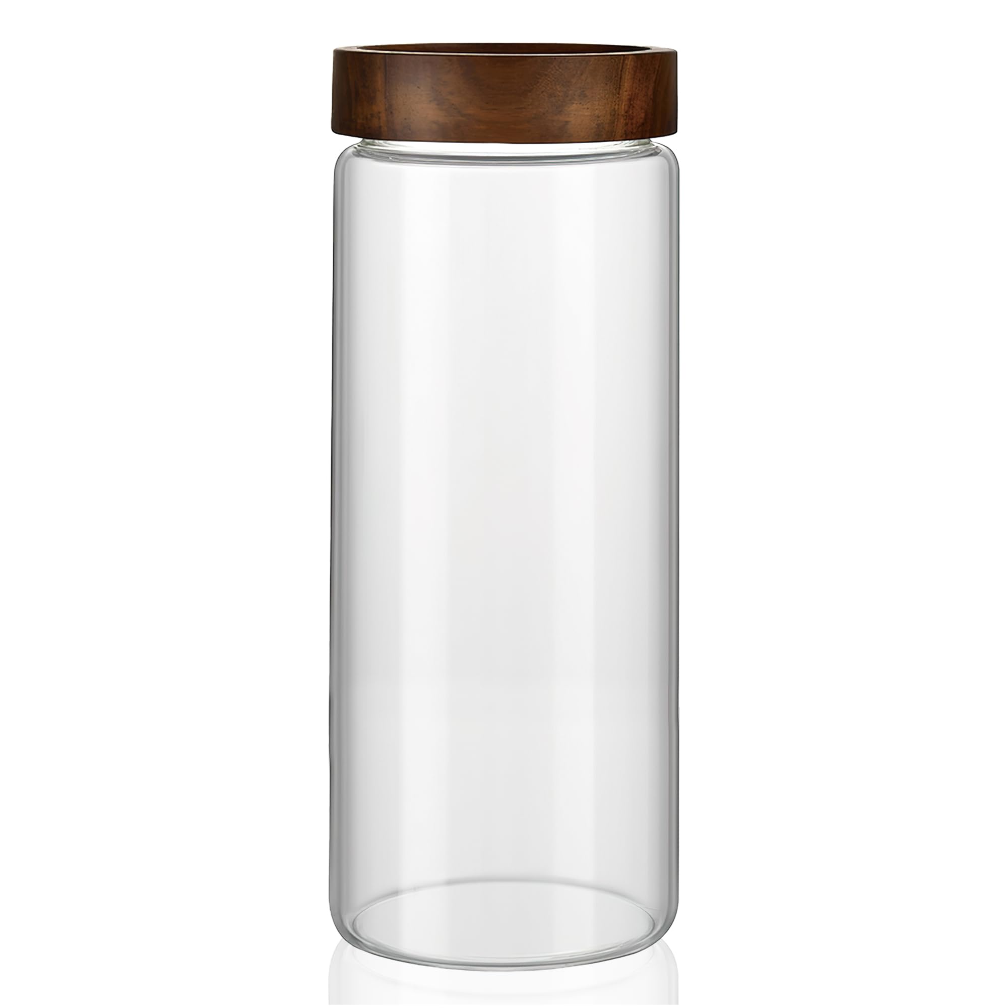 INCETUE Glass Storage Jars with Wooden Lids, 1500ml Large Clear Airtight Storage Canisters with Screw Top, 1.5 Litre Kitchen Pantry Containers for Cereal, Spaghetti, Fermenting, Flour, Dry Food