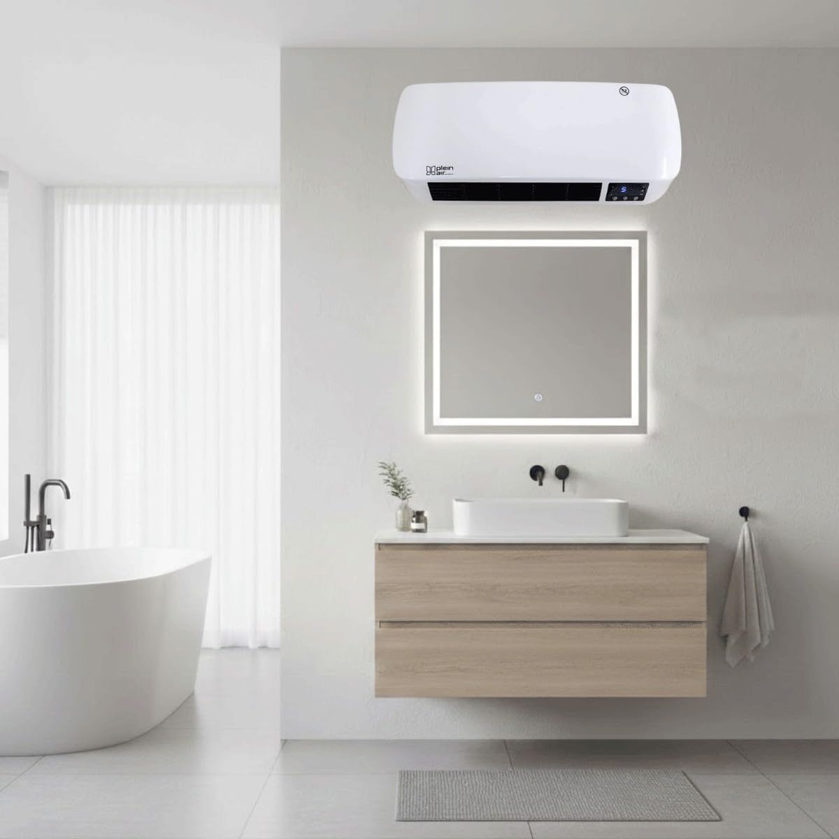 Plein Air - Chauffage Soufflant Electrique 2000W Céramique Mural / A poser avec Télécommande & Thermostat Salle de Bain Chambre