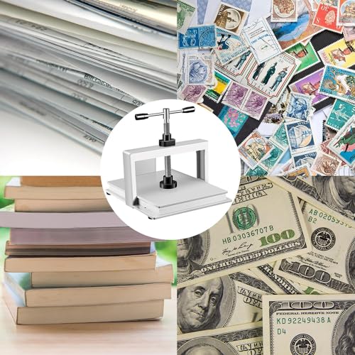 Macchina da stampa manuale per carta per appiattire libri, buoni, fatture, bollette, assegni e libretti, compatta ed efficiente
