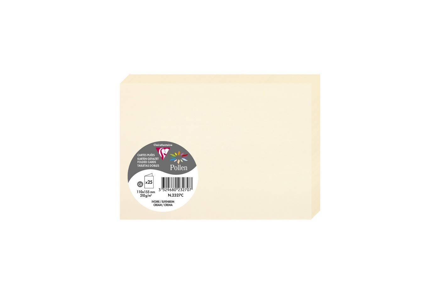 Clairefontaine Pollen 2327C Double Cards C6 11x15.5cm 210gsm Cream Pack of 25
