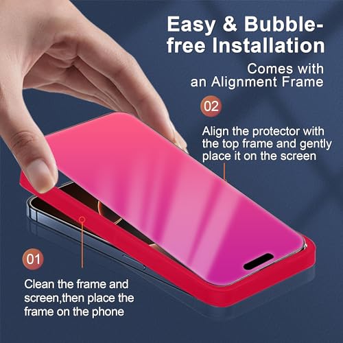 Image of Privacy Screen Protector for iPhone 16 Plus Gradient Red Tempered Glass for 16Plus 2 Pack 25 Anti-Spy Anti Blue Light Private Glass Film Easy Installation Frame 6.7 inch