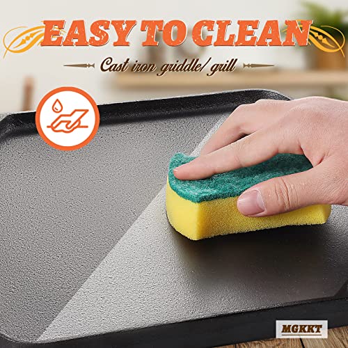 1-Piece 10.6 Inch Cast Iron Griddle Plate | Reversible Square Cast Iron Grill Pan For Single Burner| Double Sided Used On Open Fire & In Oven | Pre-Seasoned |Versatile Baking Cast Iron Grill #TOP5