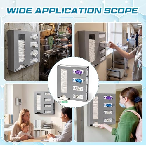 Image of PPE Isolation Station, Large Wall Mount PPE Storage Organizer with Engraved L /M /S Size Markings, Carbon Steel Dispenser for Hospital, Laboratory, Industrial Safety Use