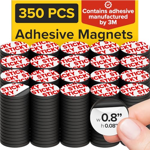 Image of Peel-&-Stick Flexible Adhesive Magnets - 350 pcs (0.8 inchx0.08 inch) Magnetic Dots for Office Supplies, Whiteboard, Crafts, Fridge, & School Projects