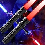 2 Stück Lichtschwert Kinder,RGB 24 Farbe Laserschwerter Ausziehbar, Kunststoff Lichtschwert für Mitgebsel Cosplay Partys