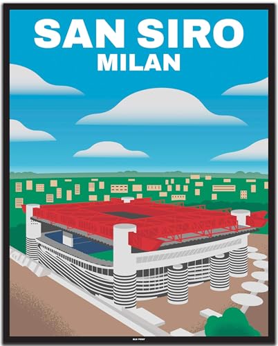 BLN PRINT Póster de viaje vintage de San Siro Milán (1)