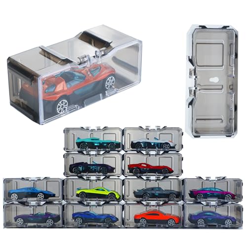 40 peças 1/64 organizador de exibição de carro de brinquedo para carro Hot Wheels, para modelo e carro Matchbox, estojo de exibição de acrílico transparente à prova de poeira