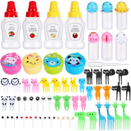 50 piezas de accesorios para caja Bento para niños que incluyen selecciones de alimentos mini bloque de construcción - Imagen 25 de 31