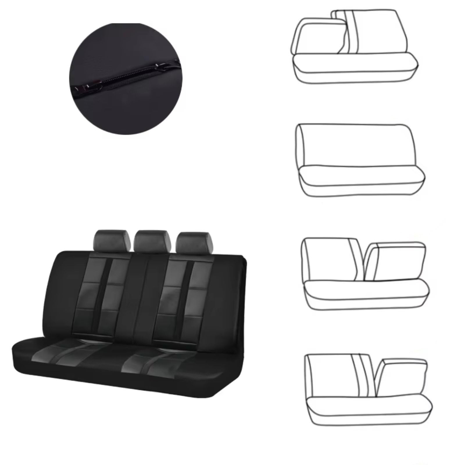 Universelle Autositzbezüge Im 3D-Design Mit 3 Reißverschlüssen Hinten Für Geteilte Sportsitze Kompatibel Mit Airbags Upgrade-Zubehör Sitzbezügesets(Rear Seat Covers)
