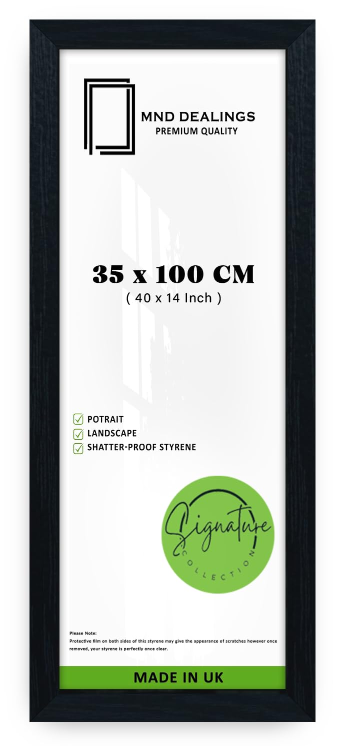 MND Dealings | Eton Wood Finish Poster Frame (35 x 100 CM) MDF Frame for Art, Home & Office Wall Gallery Display, Elegant Engineered Wood with Smooth Finish [ Black ]