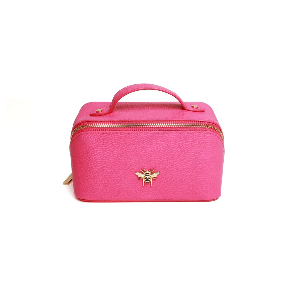 Alice Wheeler Luxury Beauty Case by London Train Case Vanity Kulturbeutel Schminkkoffer für Damen Mini, hot pink, Mini, Weiche Seiten
