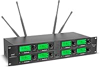 Vista 2 de Sistema de micrófono inalámbrico 8 canales micrófonos UHF 8 micrófono de mano karaoke DJ 8 micrófono de metal entero sistema de karaoke escuela