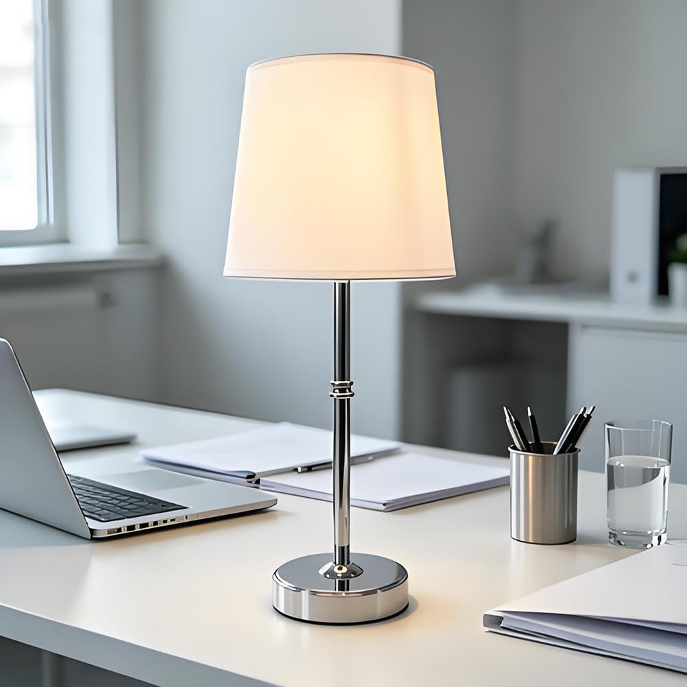 AoLa Lampada da tavolo vintage wireless, lampada da tavolo a batteria lampada da comodino dimmerabile touch control senza cavo Lampada a batteria ricaricabile USB da 1800mAh Comodino,Argento