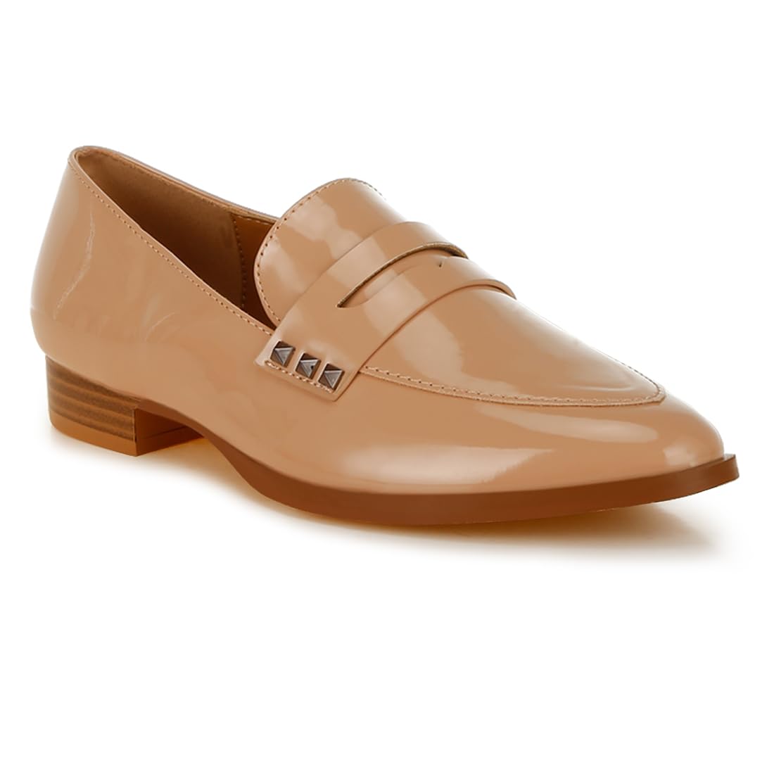 Patent Pleather Penny Loafers Beige-image-33