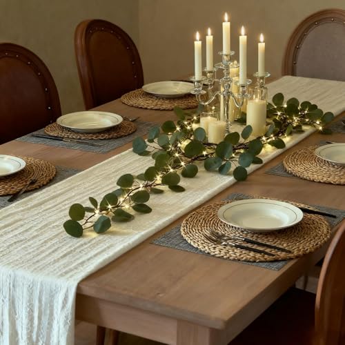 Eukalyptus Girlande mit Lichterkette und Timer, 1.8m...