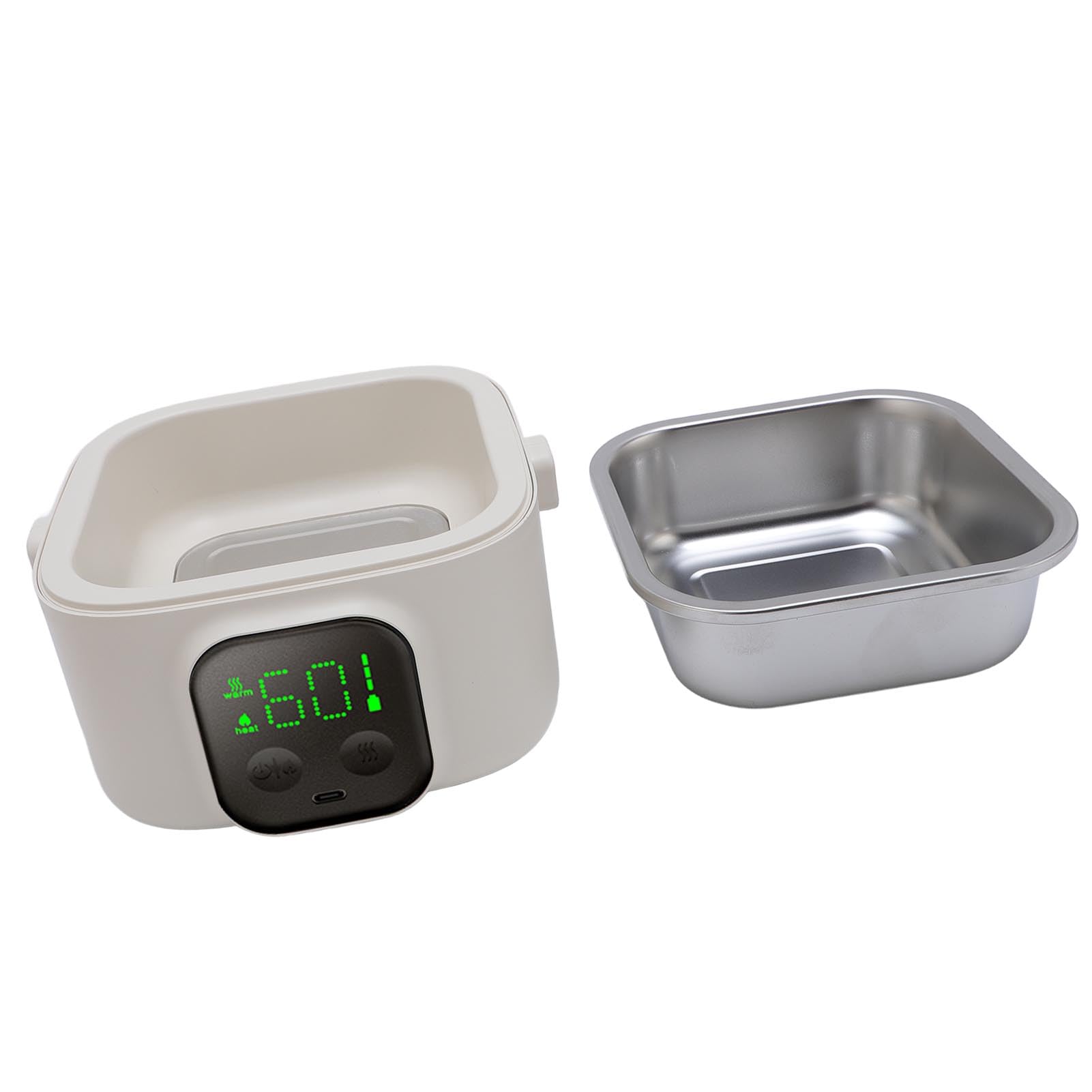 SIXRUN Contenitore per il Pranzo Intelligente a Temperatura Costante, Contenitore per il Pranzo Elettrico da 500 Ml con Rivestimento in Acciaio Inossidabile 304, Timer a 7 Marce, Scaldavivande Senza